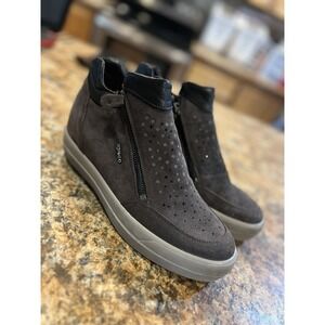Igi&Co Womens Hidden Wedge Sneakers Gray Suede Side‎ Zip Size 41 EU / 10-10.5 US